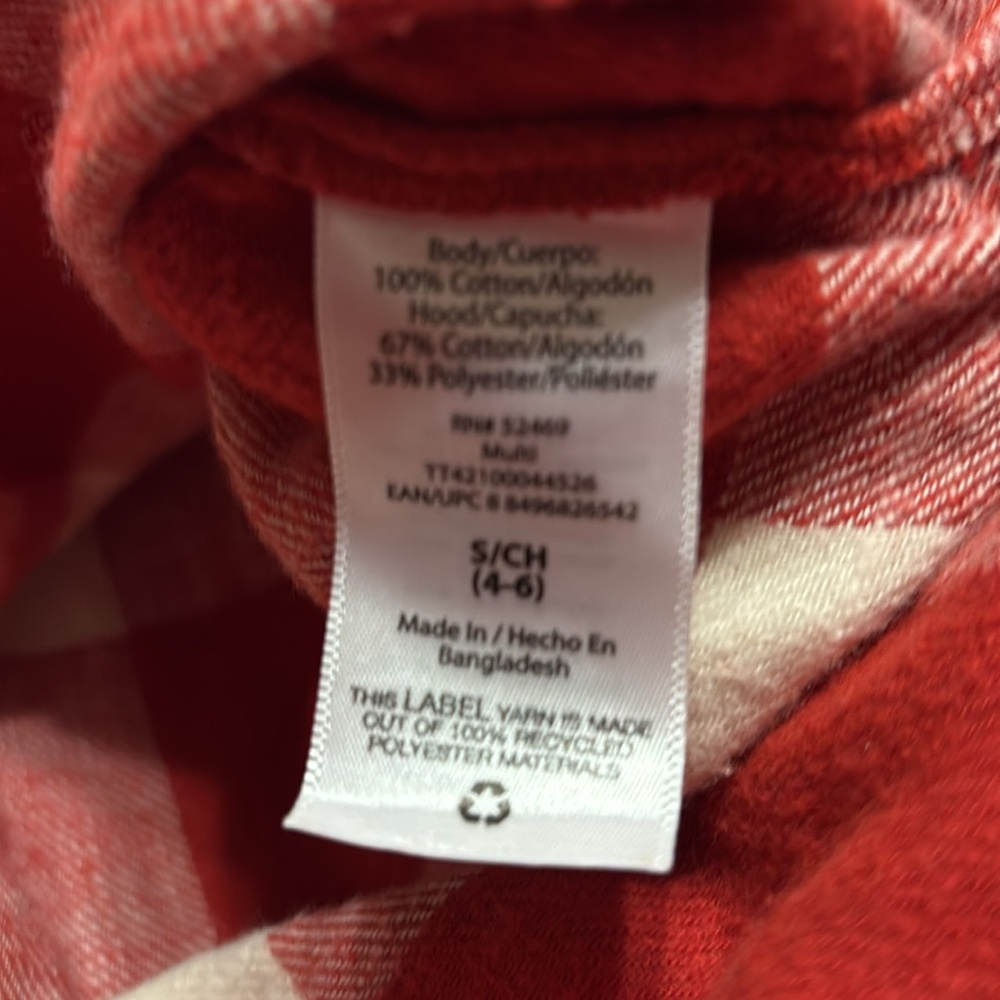 Time and Tru Red Plaid Shirt with hood size small (4-6) - Picture 6 of 7